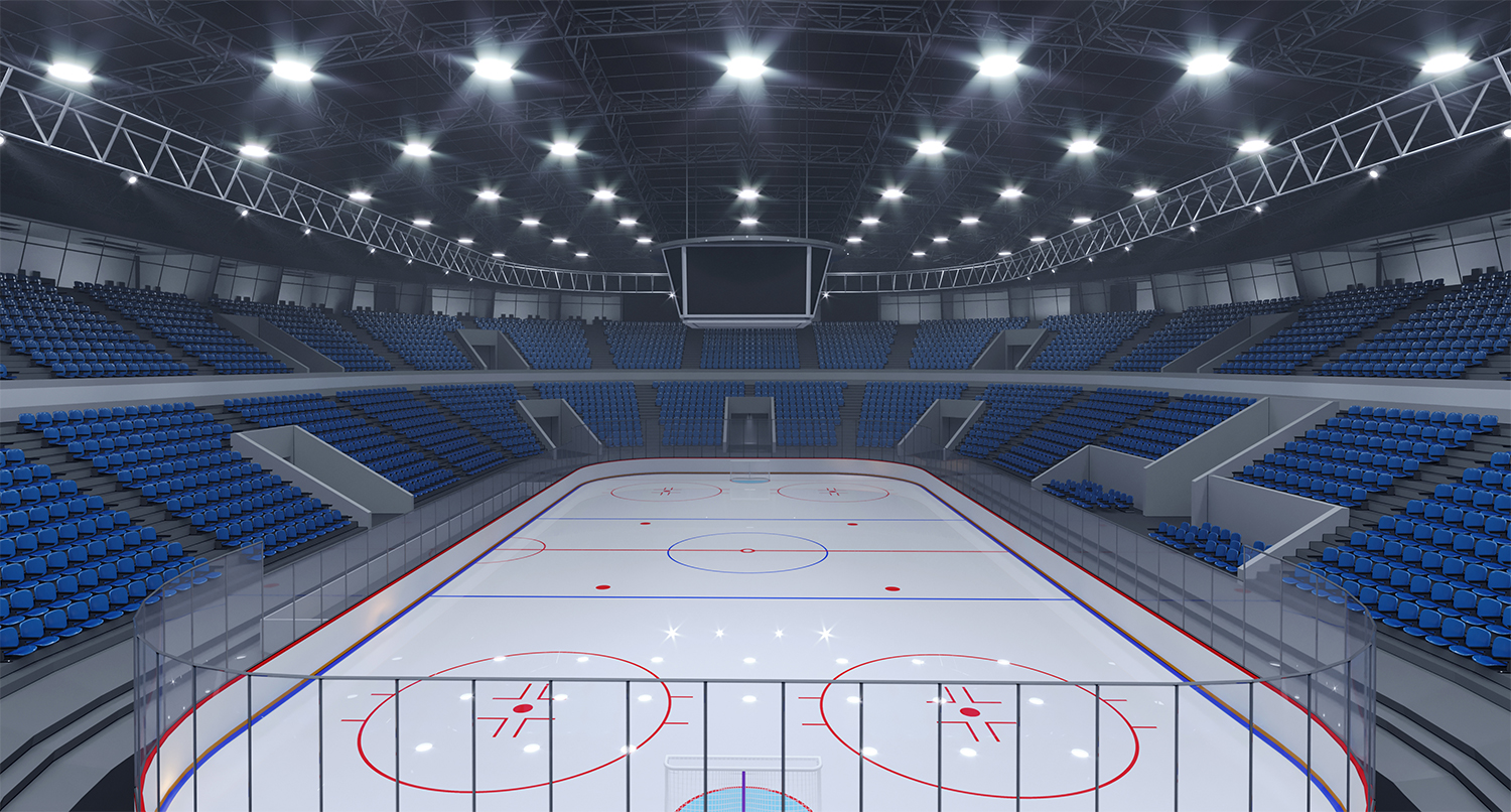 Indoor arena LED lighting for basketball courts and hockey rinks by Texas Sports Lighting